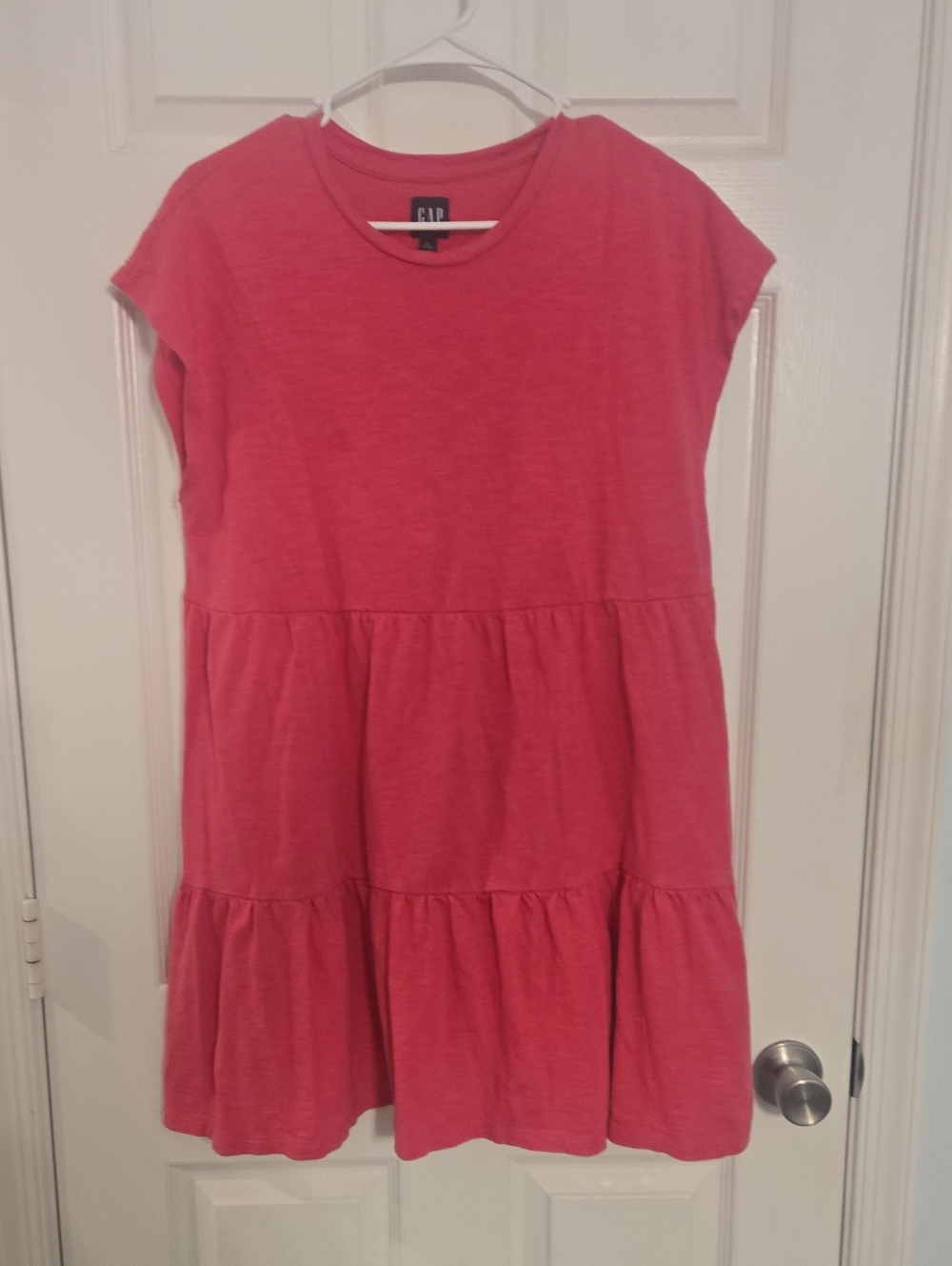 GAP Coral Pink Tiered Short-Sleeve Dress